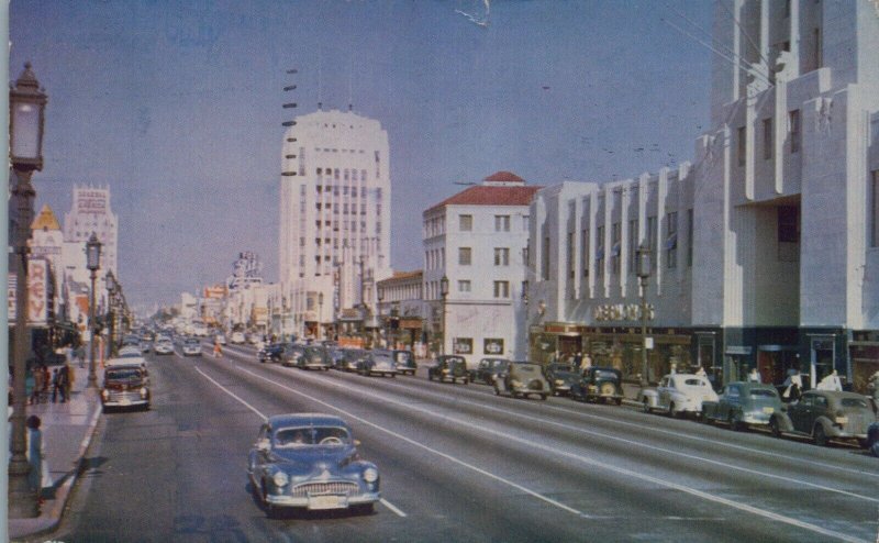 1949 Miracle Mile Los Angeles CA California Old Cars Postcard