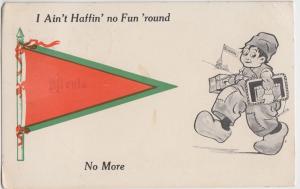 Iowa Ia Postcard 1913 MENLO Pennant Dutch Boy Haffin No Fun!