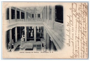 1908 Interior Cocoran Art Gallery Statue Washington DC Vintage Antique Postcard