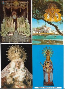 Images of Virgins venerated in Spanish Sanctuaries Lot of 4 modern Spanish rel