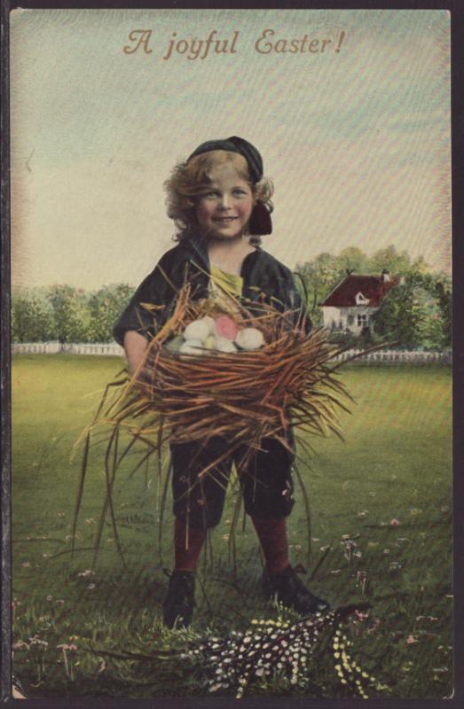 A Joyful Easter,Girl Carrying Nest of Eggs