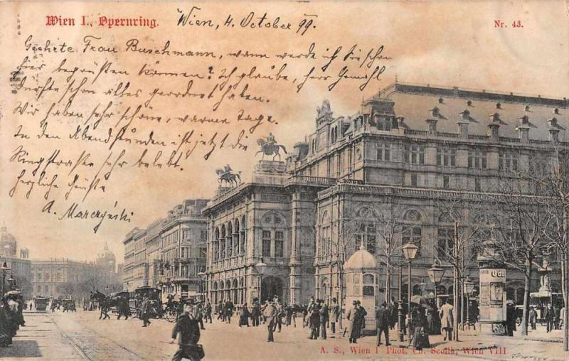 Wien (Vienna) Austria birds eye view Opernring hotel antique pc Z28581