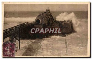 Old Postcard Biarritz Le Rocher de la Vierge