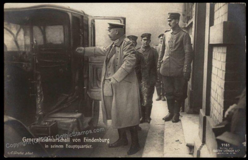 Germany WWI General Hindenburg HQ Staff Car Patriotic  RPPC G67480