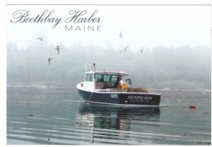 Lobstering In Boothbay Harbor, Maine, Chrome Postcard