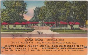 Ohio Postcard Old CLEVELAND Euclid Motel Roadside Linen Routes 6&20