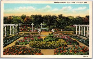 Alliance Nebraska NE, Sunken Garden, City Park, Bed Flowers, Vintage Postcard