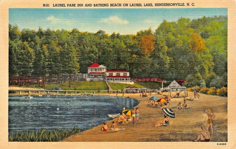 HENDERSONVILLE NC~LAUREL PARK INN-BEACH-ON LAUREL LAKE POSTCARD