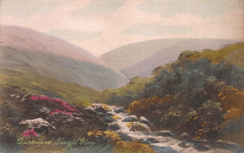 Fingle Glen, Dartmoor, England, Early Hand Painted Postcard, Unused