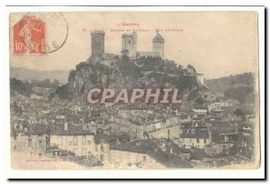 Foix Old Postcard Rock and castle General view