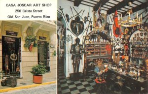 CASA JOSCAR ART SHOP San Juan, Puerto Rico Swords Armor c1960s Vintage Postcard