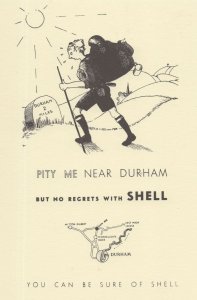 Durham Cumbria Camping Hiking Shell Petrol Comic Postcard
