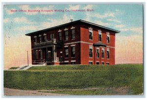 1913 Main Office Building Newport Minig Co. Ironwood Michigan MI Posted Postcard 