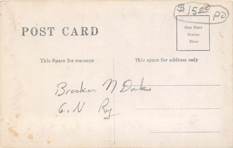 F79/ Brocket? North Dakota RPPC Postcard Snow Blizzard GN Railroad c1910