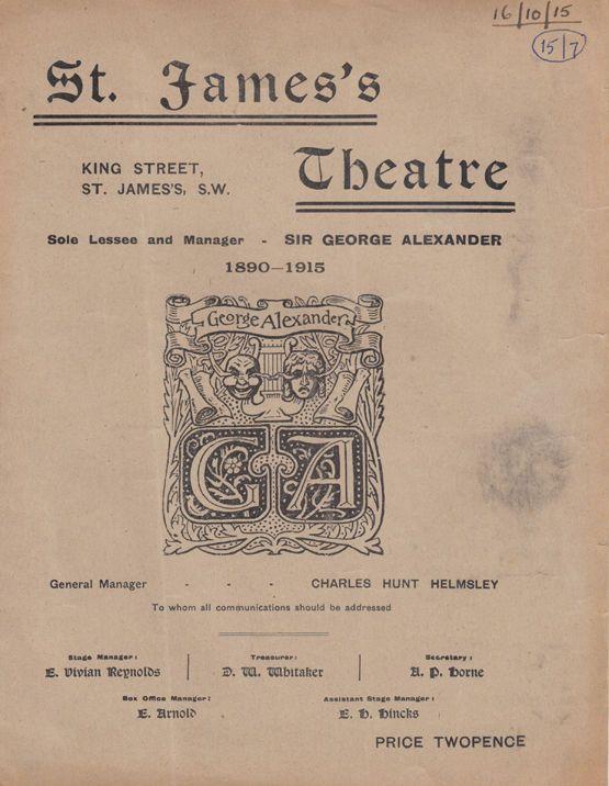 The Big Drum St James Theatre 1915 WW1 Comedy Arthur Pinero Programme