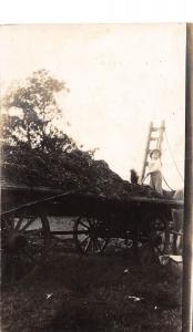 D85/ Occupational RPPC Real Photo Postcard c1910 Farmer Boy Hay Wagon 21