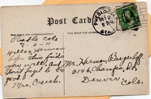 13441 Comic Bathroom (and Parrot) Card - 1911