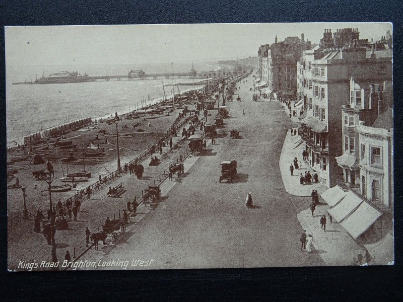 Sussex BRIGHTON The King's Road Looking West - Old Postcard by B.& R. Ltd