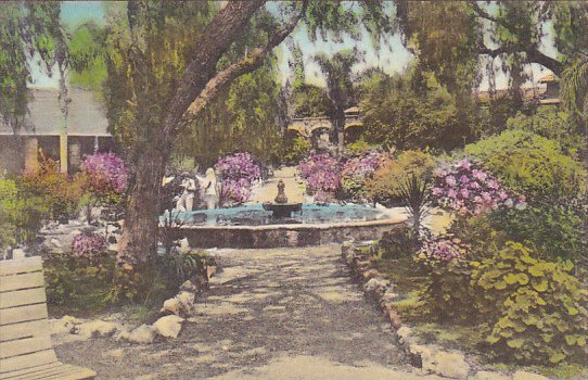 Mission Garden and Fountain Old Mission San Juan Capistrano California Handco...