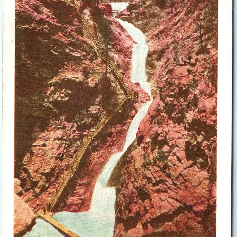 1907 Colorado Springs, CO Seven Falls, South Cheyenne Canyon Photo Postcard 1C