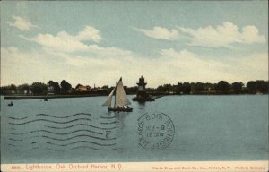 Oak Orchard Harbor New York NY Lighthouse c1910 Vintage Postcard