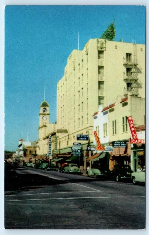 SANTA CRUZ, CA California ~ Downtown STREET SCENE Signs c1940s Cars Postcard
