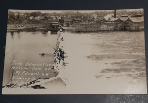 RPPC NY International Paper Co Dam at Fort Edward showing damange of 1913 flood