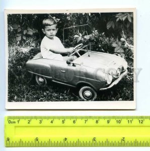 499393 RUSSIA Boy in CAR Toy Vintage REAL PHOTO USSR