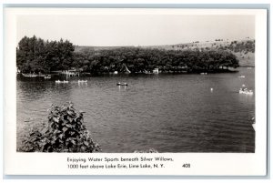 Enjoying Water Sports Cattaraugus Lime Lake NY RPPC Photo Postcard