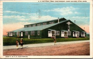 Vtg US National Army Cantonment Camp Devens YMCA Auditorium Ayer MA Postcard