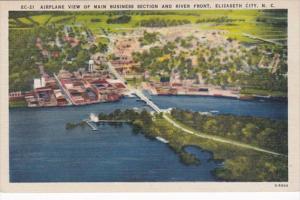 North Carolina Elizabeth City Airplane View Of Main Business Section and Rive...