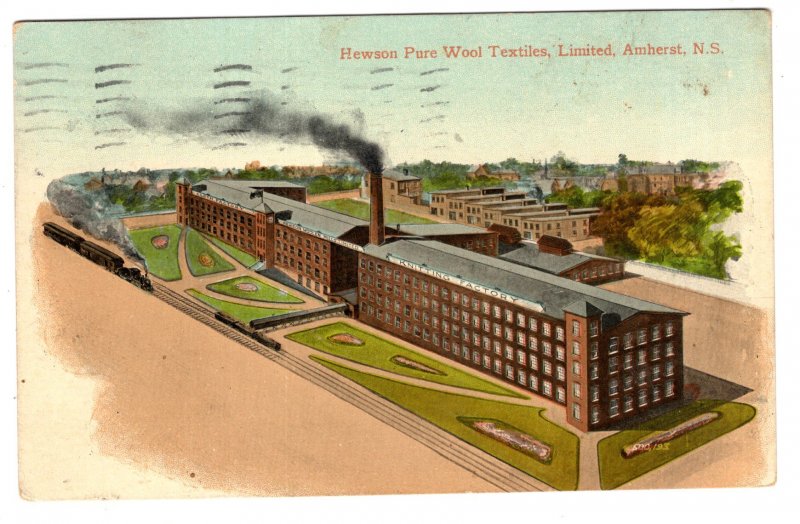 Hewson Pure Wool Textiles Factory, Amherst Nova Scotia, Used 1912