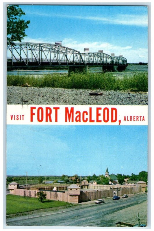 1961 Visit Fort MacLeod Alberta Canada Vintage Multiview Posted Postcard