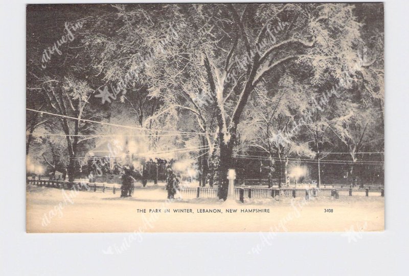 PPC POSTCARD NEW HAMPSHIRE LEBANON THE PARK IN WINTER