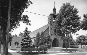 Ennis Catholic Church Real Photo - Lexington, Michigan MI  