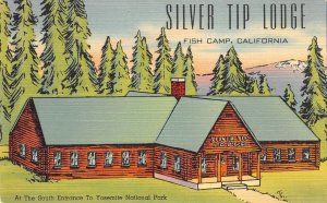 Fish Camp, CA SILVER TIP LODGE Yosemite Mariposa County c1940s Linen Vintage