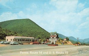 Cogan Station PA Mt Top Diner Route 14 & U.S.15 Old Cars Postcard