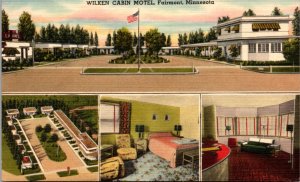 Linen Postcard Wilken Cabin Motel in Fairmont, Minnesota