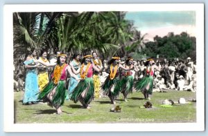 Hawaii HI Postcard RPPC Photo Hawaiian Hula Girls Dancing c1930's Vintage