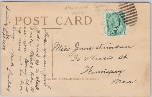 Hardisty Alberta 1909 Duplex Cancel Hillson Comic I'm So Sleepy Postcard D96