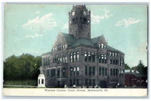 1912 Exterior View Warren County Court House Building Monmouth Illinois Postcard