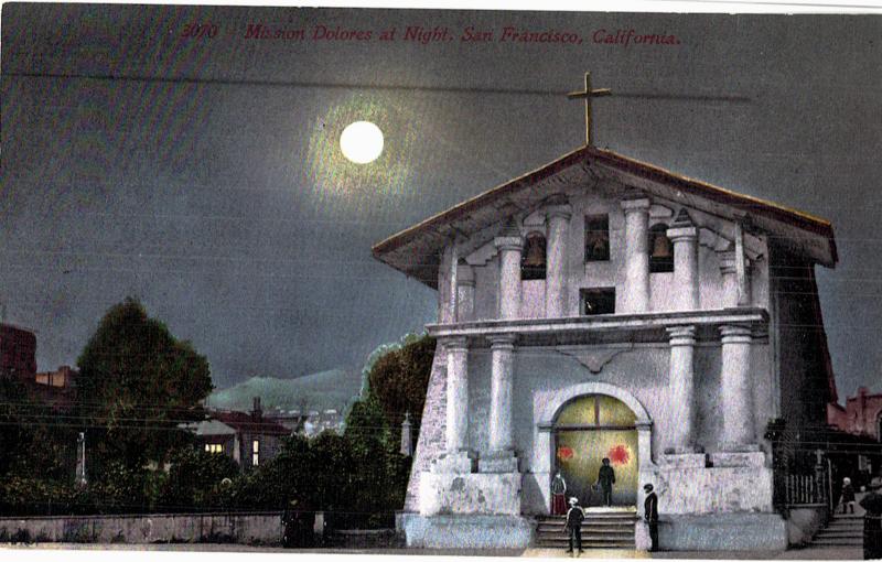 Postcard San Francisco Ca Mission Dolores At Night