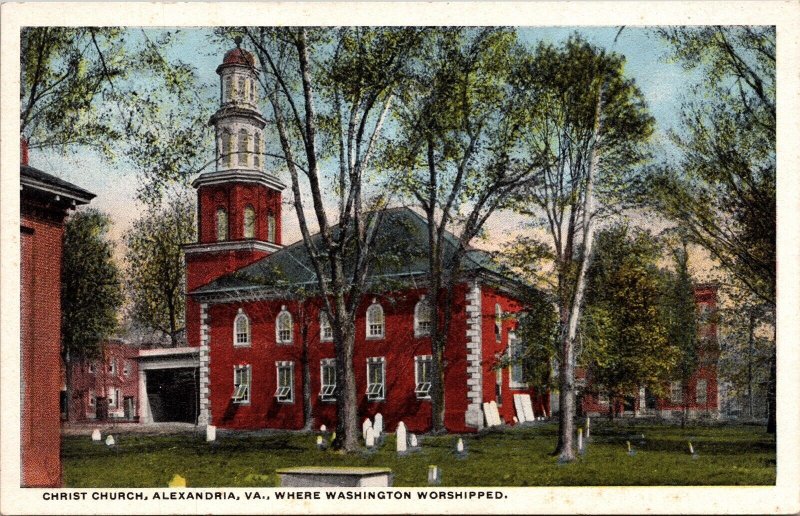 Christ Church Alexandria VA Virginia Washington Worshiped Exterior WB Postcard  