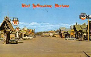 West Yellowstone Montana Street Scene Texaco Gas Station Vintage Postcard K65415