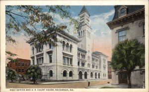 Savannah Georgia GA Post Office and Court House Vintage Postcard