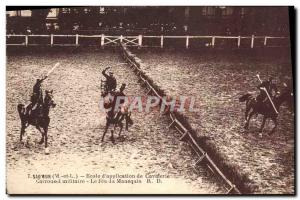 Old Postcard Saumur Horse Equestrian School & # cavalry 39application militar...