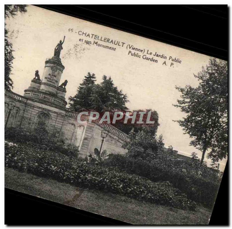 Old Postcard Chatellerault (Vienna) The Public Garden and Monument Garden