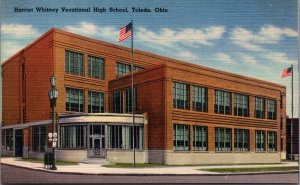 USA Harriet Whitney Vocational High School Toledo Ohio Linen Postcard C005