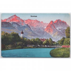 Postcard Garmisch Germany Scenic Landscape Mountains Bavaria