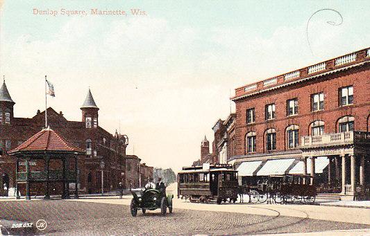 US - Wisconsin - Dunlap Square, Marinette - Street Car 1909